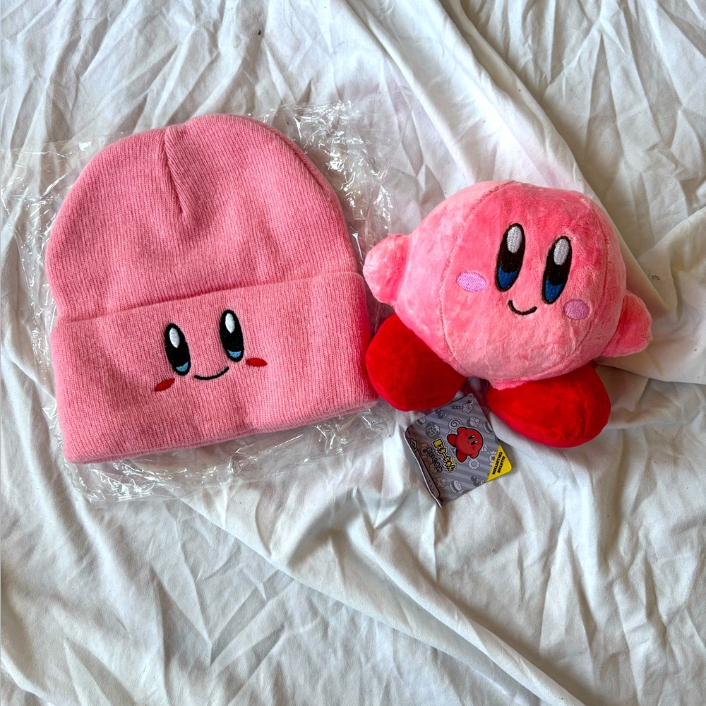 Pink Kirby Beanie and Plush Set